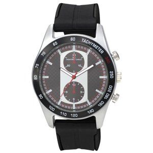 48mm Montres Carlo Silicone Band Military Silver Black Quartz Luxury Dress Watch